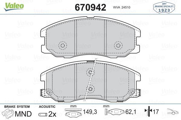 FREN BALATASI ON (149 MM) OPEL ANTARA  CHEVROLET CAPTIVA  EQUINOX DAEWOO WINSTORM 06- - VALEO - OEM 20789468
