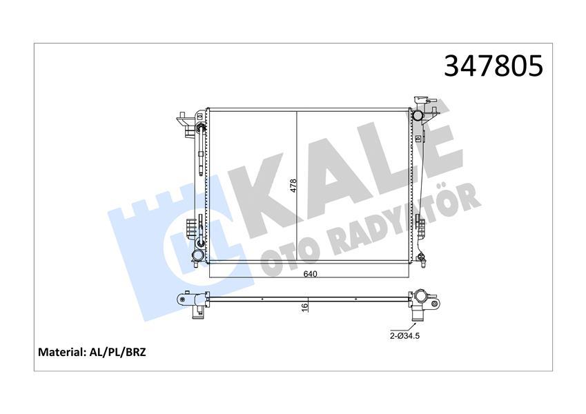 RADYATOR IX35-KIA SPORTAGE 1.6I-2.0I 10=> (AT) AL PL BRZ - KALE - OEM 253102S550