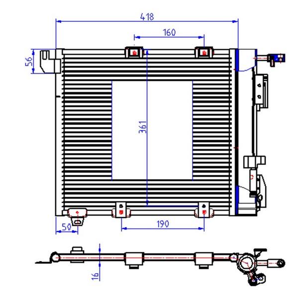 KLİMA KONDENSERİ ASTRA G-ZAFIRA (98-02) 1.7DTI-1.7CDTI-2.0DI-2.0DTI-2.2DTI (415x357x16) - ORIS - OEM 93170622