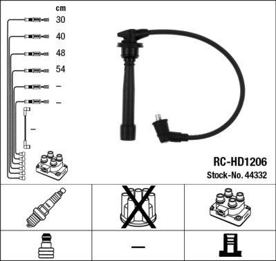 BUJİ KABLOSU HYUNDAI ACCENT ADMIRE 1.5L G4EB 01-> 1.6L G4ED 01-05 / MATRIX 01-> / ELANTRA 01-05 / ERA 1.4L G4EE 06-10 / COUPE 1.6L G4ED 02-09 (RC-HD1206) - NGK - OEM 2750126A00