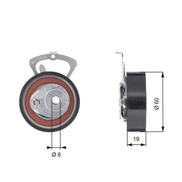 EKSANTRİK GERGİ RULMANI GOLF IV-POLO-CORDOBA III-BORA-OCTAVIA-FABIA-CORDOBA-IBIZA 1.4 16V-1.6 16V - GATES - OEM 036109243AC