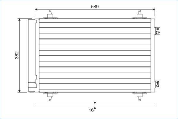KLİMA RADYATÖRÜ (KONDENSERİ) PEUGEOT EXPERT 07> P807 06> CITROEN JUMPY 07> C8 06> TOYOTA PROACE 13> (590x361x12) - VALEO - OEM 6455.EN