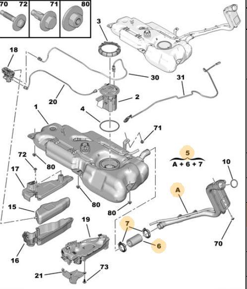 YAKIT DOLDURMA BORUSU KOMPLE PEUGEOT P208-P2008-P301 CITROEN C3-C4-C-ELYSEE - PSA - OEM 1503.FN