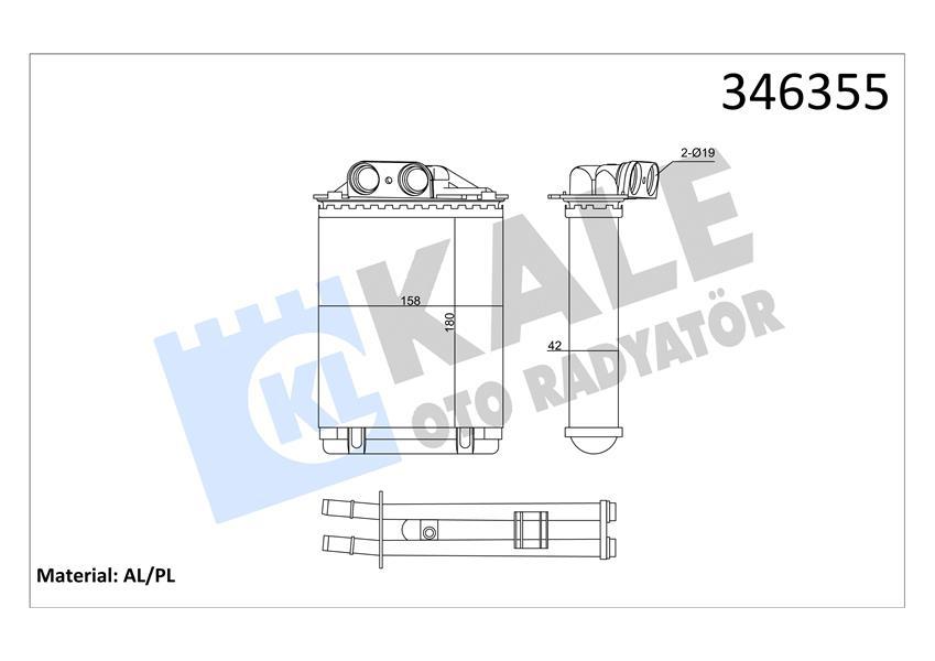 KALORIFER RADYATORU FIAT 500C FIAT 500 FIAT 500L PANDA FORD KA 1.2 1.3 1.4 - KALE - OEM 77362540