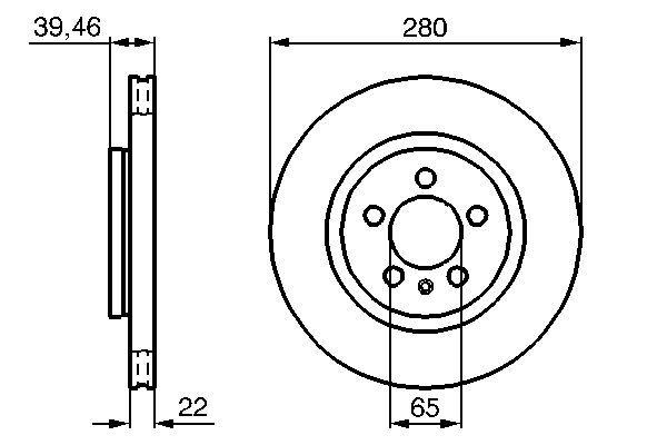 FREN DISKI ON HAVALI 256mm CADDY GOLF JETTA LUPO PASSAT POLO SCIROCCO VENTO CORDOBA IBIZA INCA TOLEDO 84-> - BOSCH - OEM 6N0615301D