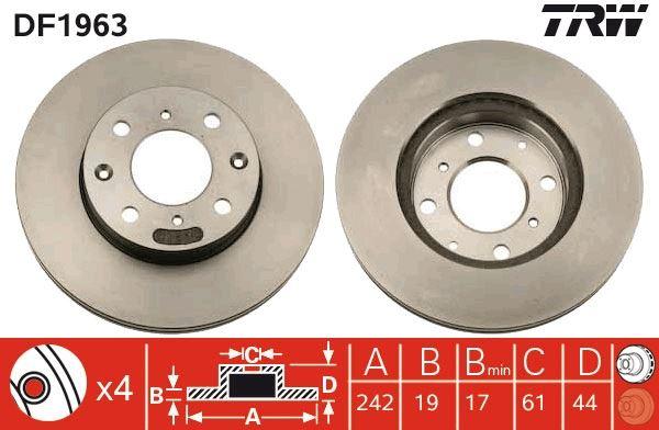 FREN DİSKİ ÖN CIVIC II 1988-1995-CIVIC IV 1987-1993-CIVIC V 1991-1995-CRX II 1987-1992-CRX III 1992- - TRW - OEM 45251SB2980