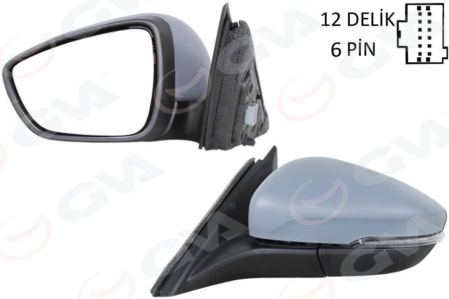 DIŞ DİKİZ AYNASI SOL FORD FOCUS 18> ELEKTRİKLİ ISITMALI SİNYALLİ ASTARLI - GVA - OEM JX7B