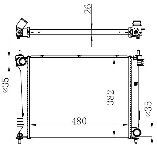 RADYATOR BRAZİNG AT(480X382X26)I20 1.4/1.6 CRDI 09+ 67615 - ORIS - OEM 25310