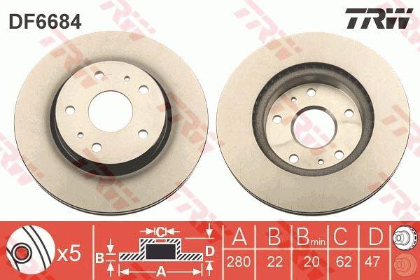 ÖN FREN AYNASI SUZUKI SX4 06=> (5B 280mm) - TRW - OEM 5531180J02