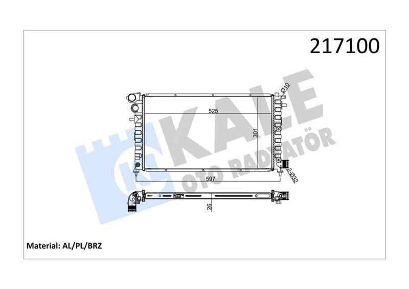 RADYATÖR SAXO (96-01) 106 96> 1.5D (AC+KLİMASIZ+MEK) (529x286x24) (1 SIRA ALB SİSTEM) - KALE - OEM 1301.VT