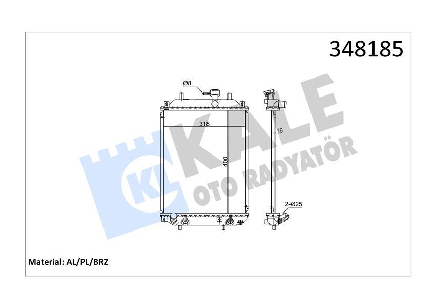 RADYATOR CUORE CUORE VI (AT) 1.0 (03+) AL PL BRZ - KALE - OEM 16400B2010
