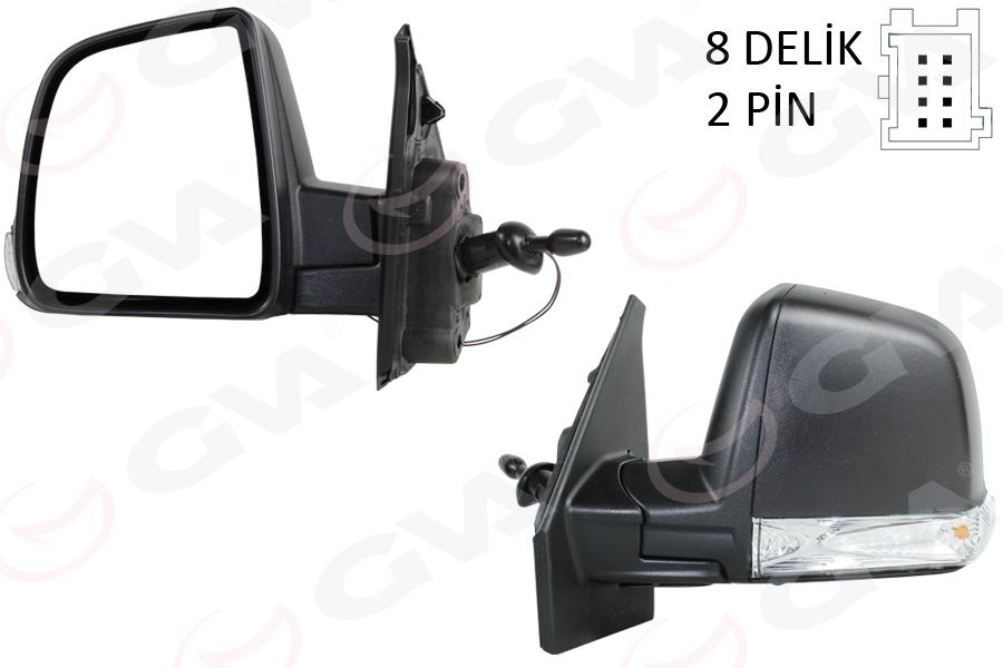 DIŞ DİKİZ AYNASI SOL FIAT DOBLO 11=> (MEKANİK - DESENLİ - SİNYALLİ) - GVA - OEM 735497882