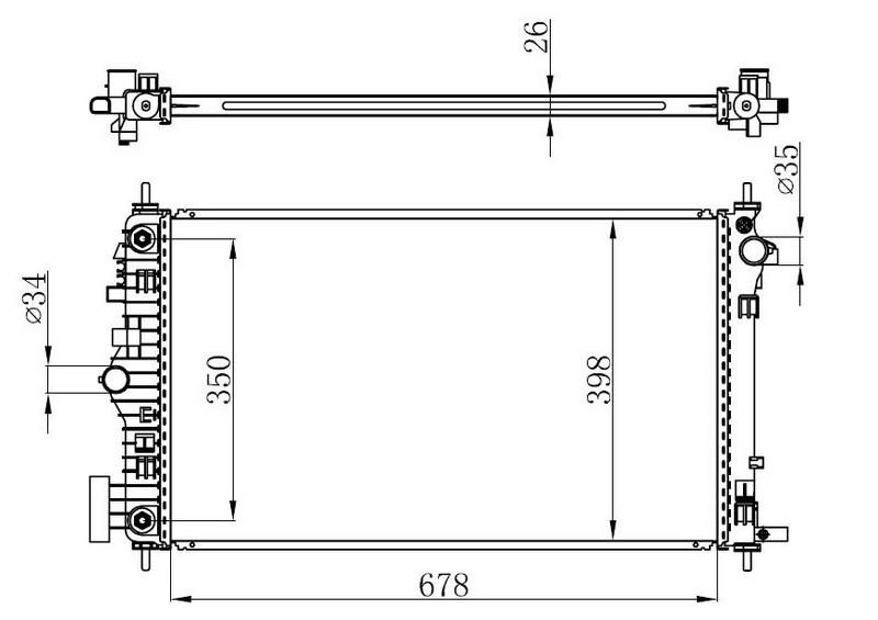 RADYATÖR BRAZİNG INSIGNIA 2.0T (OTOM) (678x398x26) - ORIS - OEM 13241729