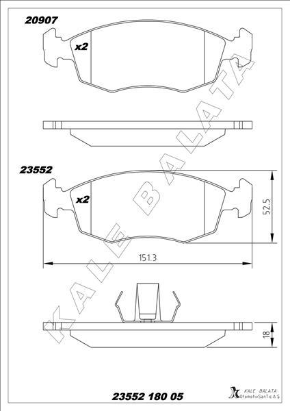 FREN BALATASI ON ALBEA PALIO PUNTO STRADA 96=> - KALE BALATA - OEM 71752592