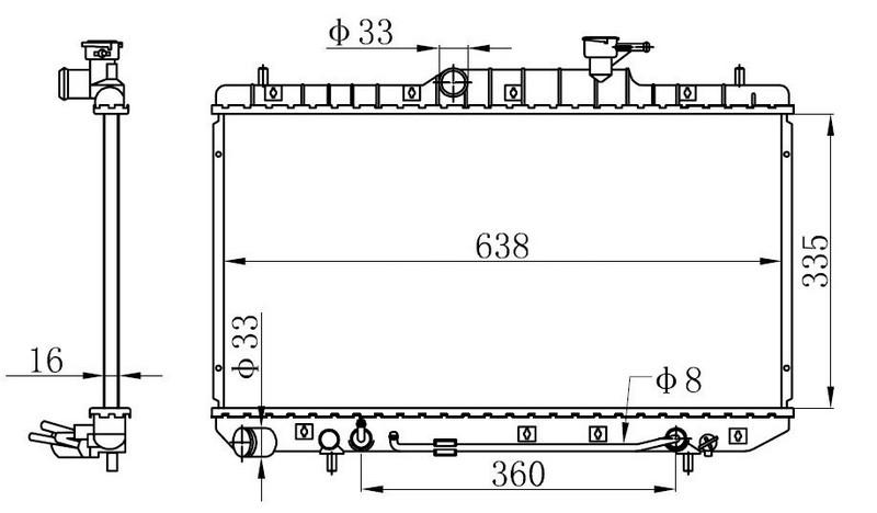 RADYATÖR BRAZİNG ACCENT ADMIRE 1.6İ 99=> (335x638x16) - ORIS - OEM 2531025100
