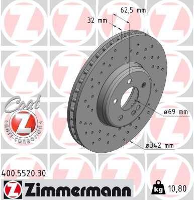 FREN DISKI ON MERCEDES W205 S205 C205 A205 W213 S213 C238 - ZIMMERMANN - OEM A0004212212