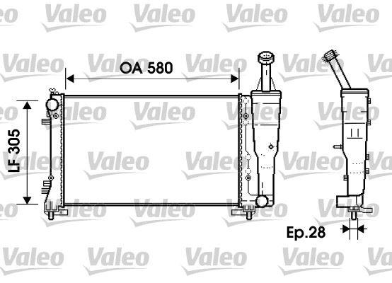 RADYATÖR IDEA 04>LANCI MUSA 05>YPSILON (06-11) 1.4 (AC+KLİMASIZ+MEK) (580x305x28) - VALEO - OEM 51706942