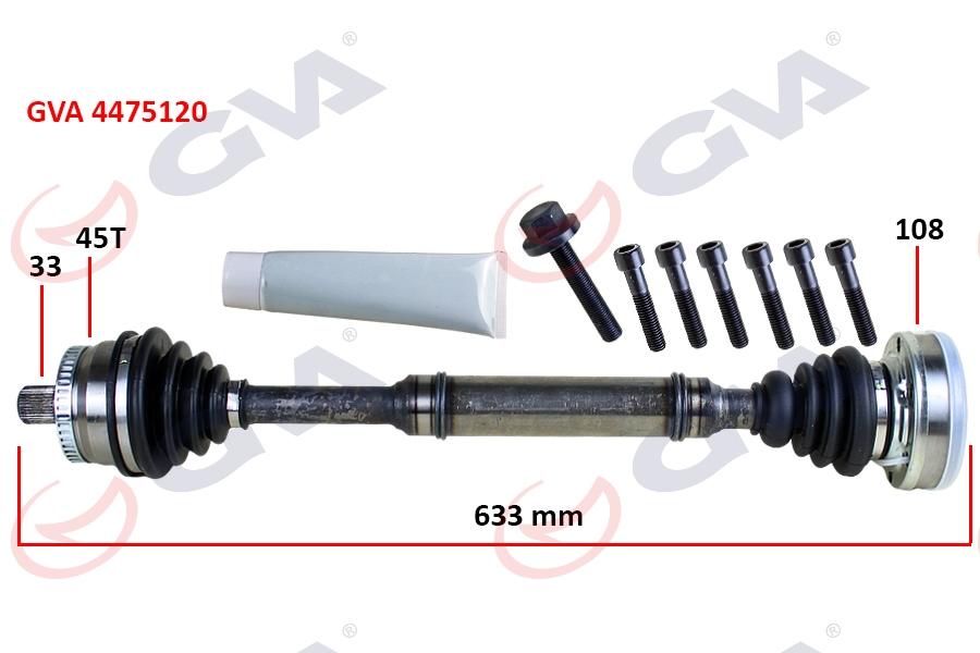 KOMPLE AKS SAĞ ABS`Lİ A4-PASSAT 1.8T (96-01) (45 DİŞ)(633mm) - GVA - OEM 8D0407272AQ