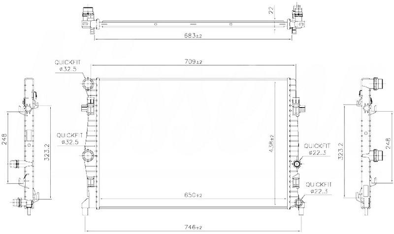RADYATOR BRAZİNG A/M(650X438X22)GOLF VII 1.2 TSİ 2012+ 606218 - ORIS - OEM 5Q0121251EA