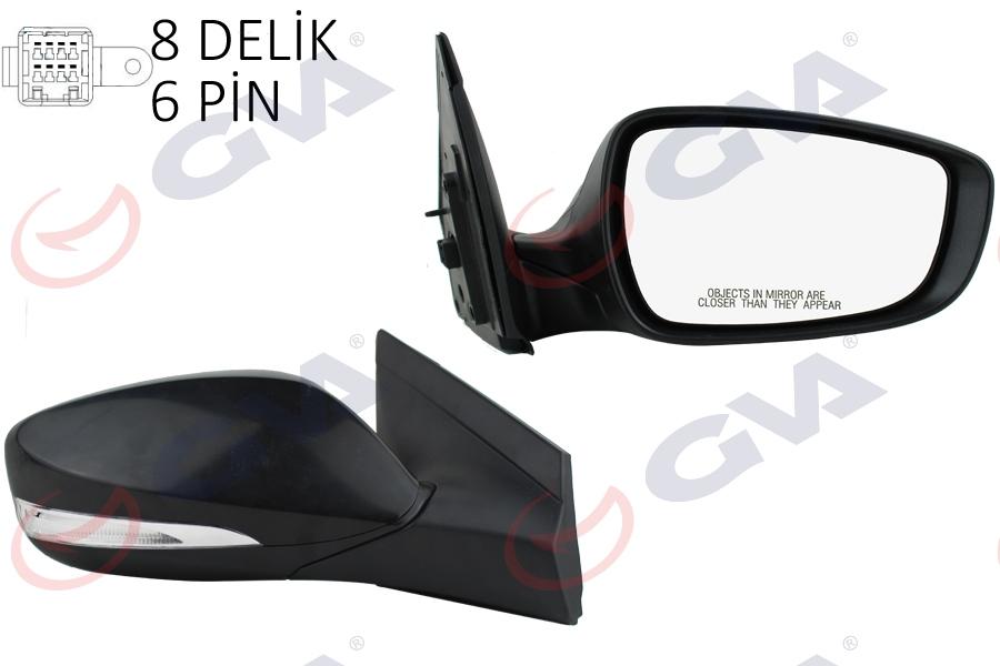 DIŞ DİKİZ AYNASI SAĞ BLUE 12> ELEKTRİKLİ+ISITMALI+SİNYALLİ+SİYAH KAPAK+KONVEKS 6 FİŞ VM-6451NEHR - GVA - OEM 876204L020CA