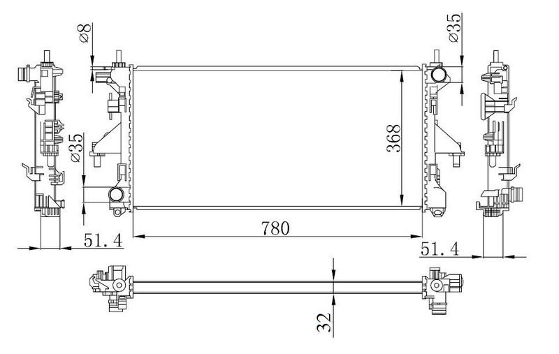 RADYATOR DUCATO 2.0JTD 2.2JTD 3.0JTD 6 63555A MT (780X368X32) - ORIS - OEM 1340359080