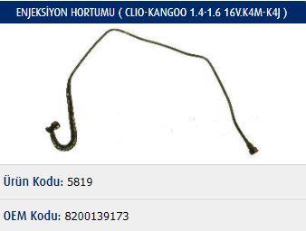 ENJEKSİYON HORTUMU RENAULT CLIO II-MEGANE-KANGOO 1.4-1.6 16V K4M-K4J - MASTER - OEM 8200139173