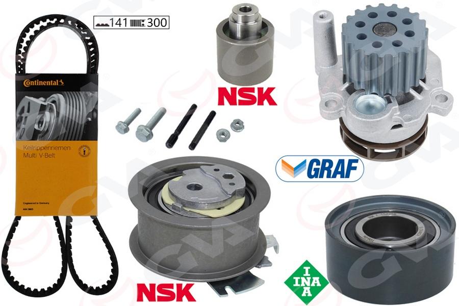 DEVİRDAİMLİ EKSANTRİK GERGİ KİTİ PASSAT-JETTA-GOLF5-OCTAVIA-A3-A6 2.0TDI 04-06(BKP-BKD-BRE-BLB-BMR) - GVA - OEM 03G198119