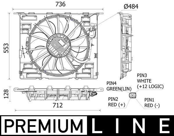 KOMPLE FAN 600 W 12 V PREMIUM LINE BMW G30 G31 G32 17>20 G11 G12 15>19 - MAHLE - OEM 17428677740