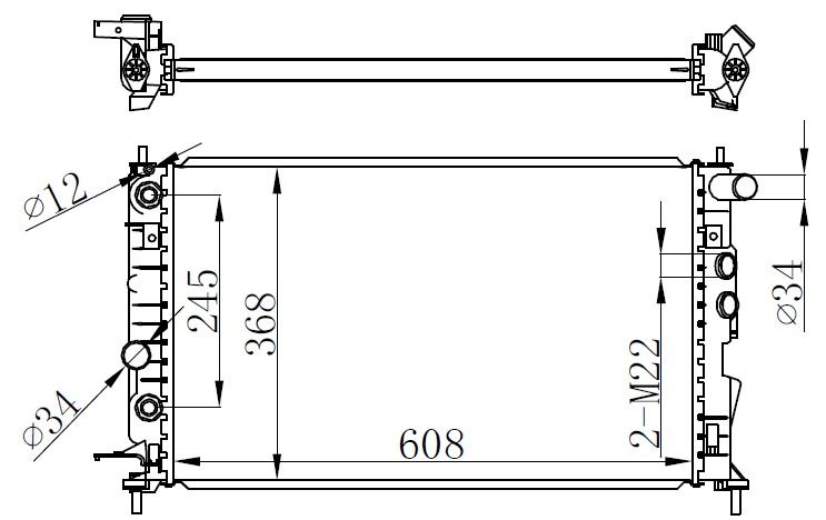 RADYATOR VECTRA B (AC+KLIMASIZ+MEK)(617x377x34) — ORIS 1040779 - ORIS - OEM 1300185