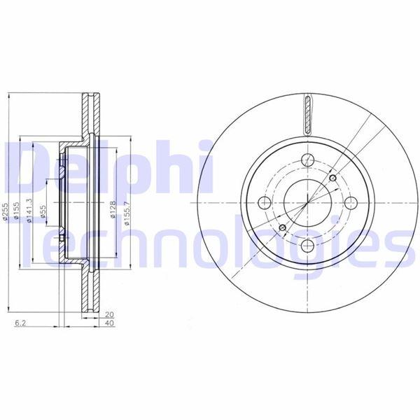 FREN DİSKİ (ÇİFTLİ PAKET). DELİKLİ ÖN TOYOTA IQ 11/2008 > - DELPHI - OEM 4351274010