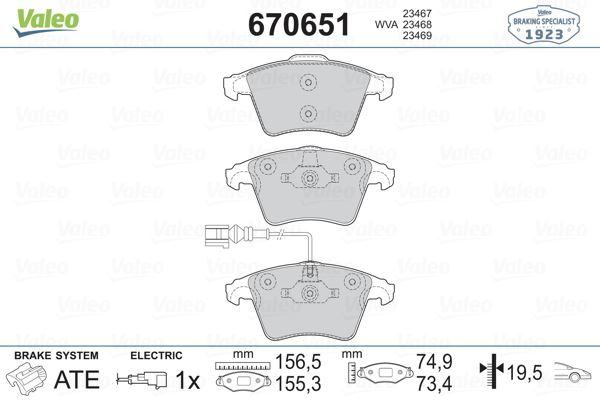 FREN BALATASI ON TRANSPORTER T5 2004 - 2010 FİŞLİ — VALEO VAL-670651 - VALEO - OEM 7H0698151