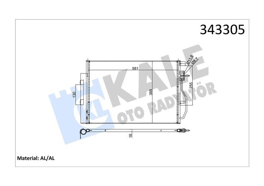 KLİMA KONDENSERİ CHEVROLET AVEO 1.2İ-1.4İ-1.6 11=> (600X395X16) (OTO.-MEK.) (AL/BRZ) - KALE - OEM 96943762