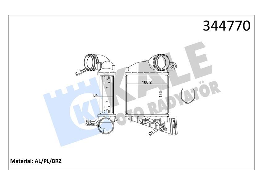 TURBO RADYATÖRÜ (INTERCOOLER) BORA-GOLF IV-A3-LEON-OCTAVIA 1.9 TDI (AL/PL/BRZ) - KALE - OEM 1J0145803N