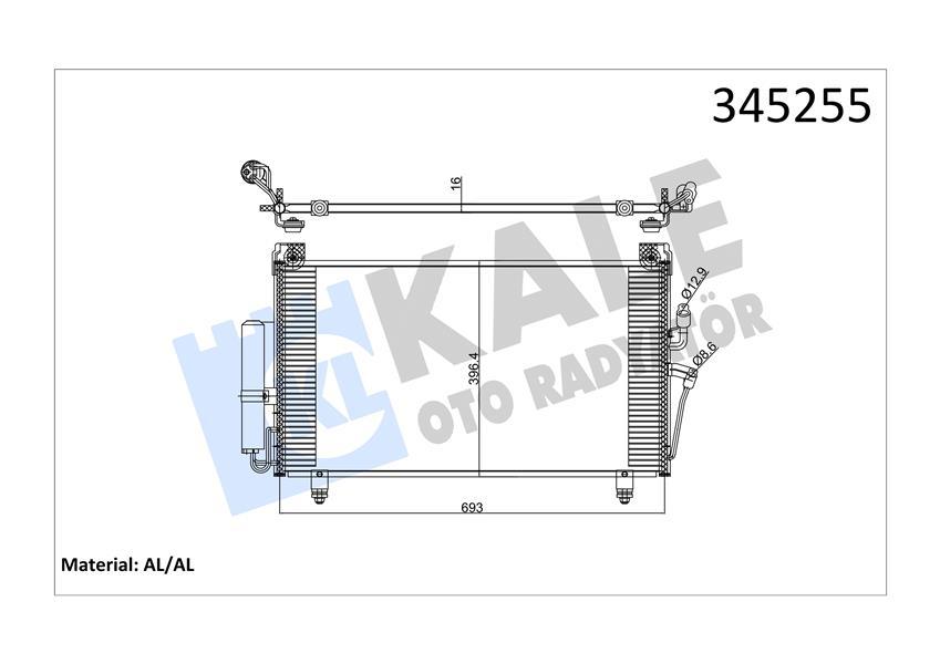 KLİMA KONDENSERİ MITSUBISHI OUTLANDER 2.0İ 16V-2.4İ 16V 03=> (635X400X16) (OTO.-MEK.) (AL/AL) - KALE - OEM MR958462