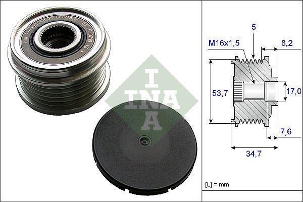 ALTERNATÖR KASNAĞI (RULMANLI) OPEL CORSA D 06>14 MERIVA B 10>17 1.0-1.2-1.4 XER-XEP-NEL-NET (5 KANAL) - INA - OEM 13266813
