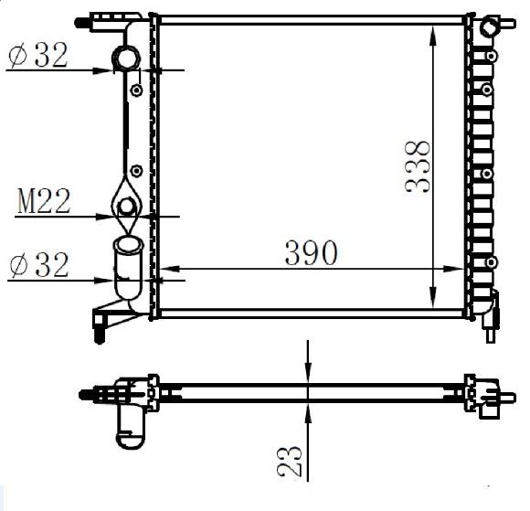 RADYATÖR CLIO (91-98) R19 (94-95) 1.2-1.4 (E7F.7.06) (MEK+AC) (390x349x23) - ORIS - OEM 7701034770