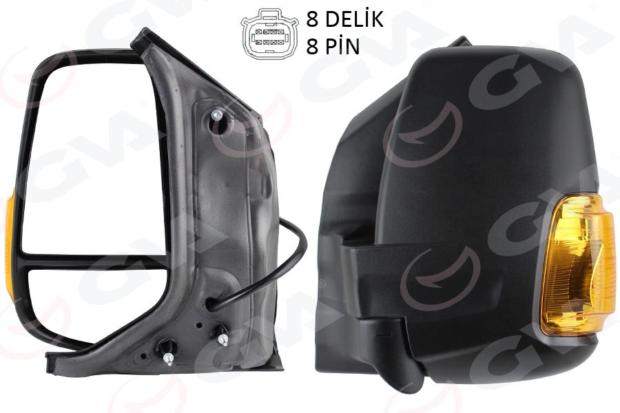 DIŞ DİKİZ AYNASI SOL FORD TRANSİT 14> KISA KOL-SARI SİNYALLİ-KATLANIR - GVA - OEM BK3117683RL5JA6