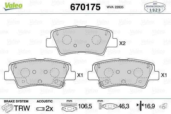 FREN BALATASI ARKA INSIGNIA B 2017- - VALEO - OEM 13517515