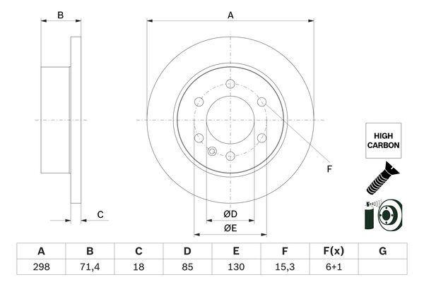 FREN DISKI ARKA MERCEDES SPRINTER B907 B910 18> KOD: -B25 - BOSCH - OEM A9104230200