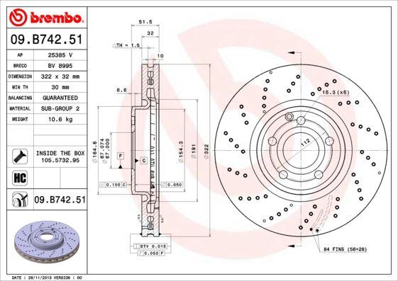 FREN DISKI ON MERCEDES CLS-CLASS C218 X218 — BREMBO 09B74251 - BREMBO - OEM A0004211812