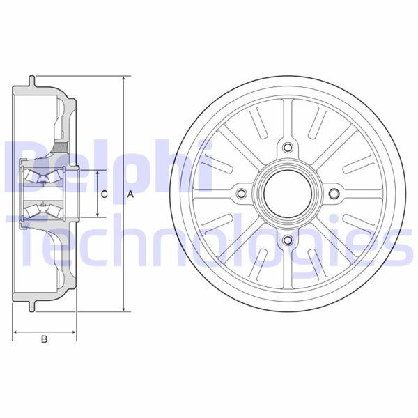 ARKA FREN KAMPANASI (KOMPLE RULMANLI) PEUGEOT P207 07>13-P208 13>19 P301 12> CITROEN C3 09> C-ELYSEE 12> DS3 10>15 - DELPHI - OEM 4247.50