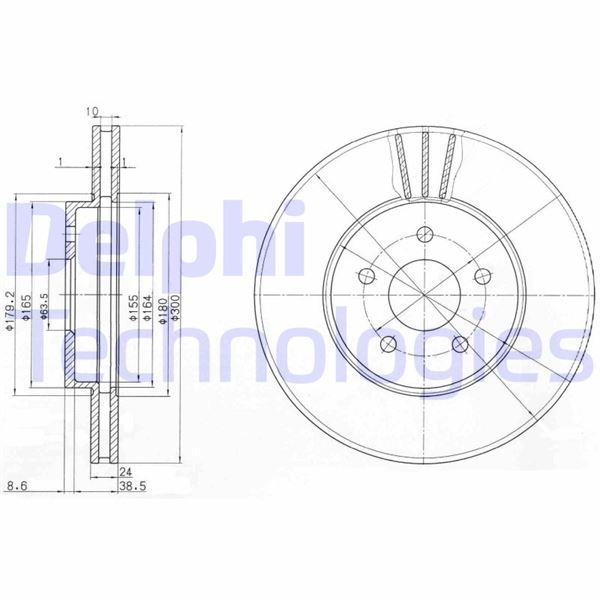 ON FREN DISK AYNASI MONDEO III 00>07 JAGUAR X TYPE 01>09 OLCU (300×24×5 BIJON) - DELPHI - OEM 7S7J1125BB