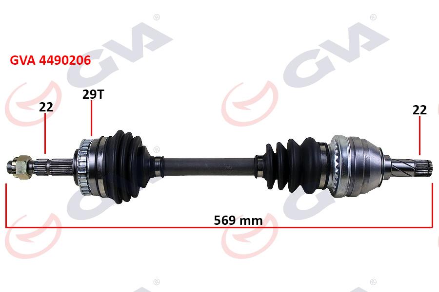 KOMPLE AKS SOL CORSA B 1.6 (93-00) ABS`Lİ (29 DİŞ)(569mm) - GVA - OEM 374259