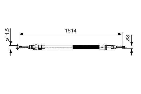 EL FREN TELİ ARKA PEUGEOT EXPERT 07>16 CITROEN JUMPY 07>16 (DİSK FREN-KISA KASA) (1614mm/1468mm) - BOSCH - OEM 9809533480