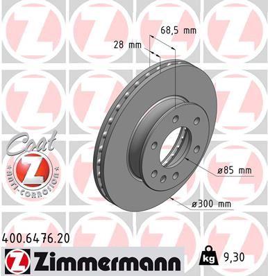FREN DISKI ON MERCEDES SPRINTER B906 B907 B910 . VW CRAFTER 30-35-50 - ZIMMERMANN - OEM A9104210100