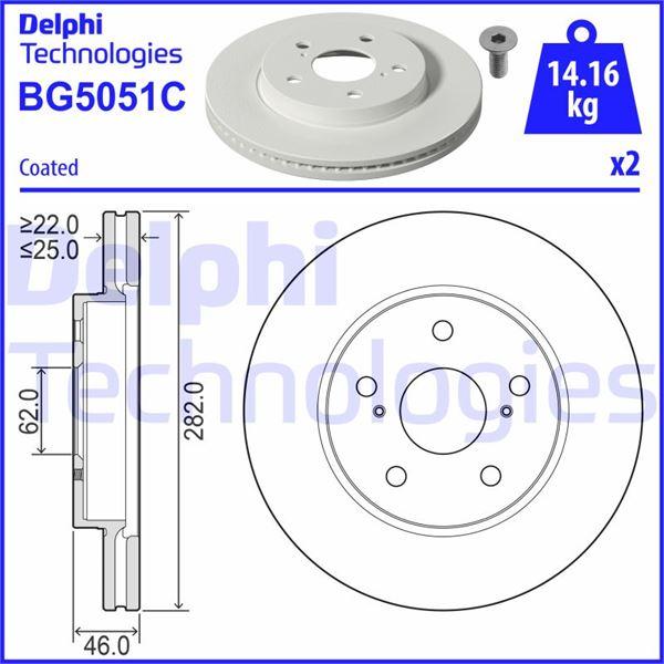 FREN DISK ON HAVA KANALLI 282-5 COROLLA 1.6 VVTI HYBRID 19- - DELPHI - OEM T435120239