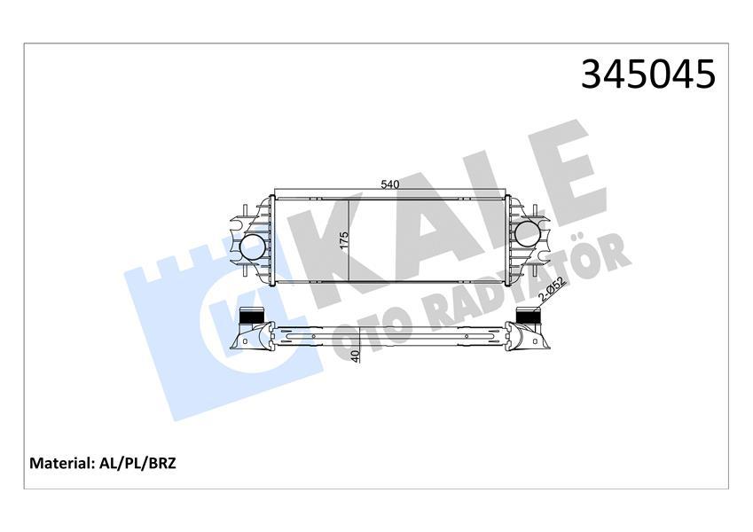 TURBO RADYATÖRÜ (INTERCOOLER) TRAFIC II-VIVARO 01> 1.9DT (540x175,6x40) - KALE - OEM 4408078