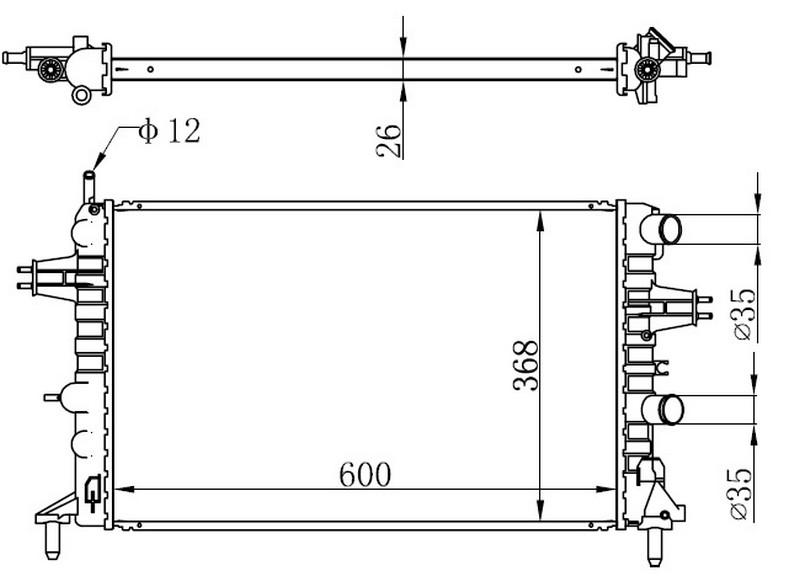 RADYATÖR ASTRA G 1.2 16V (AC+MEKANİK)(600x368x26) - ORIS - OEM 1300195