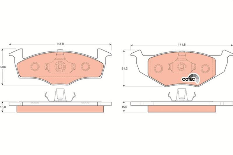 FREN BALATASI ON 142 mm VOLKSWAGEN GOLF III POLO SEAT IBIZA II TOLEDO I CORDOBA 96- - TRW - OEM 1H0698151B
