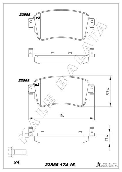 FREN BALATASI ARKA EXPERT 16>1.6-2.0BLUEHDI-PROACE 16>1.6-2.0D - KALE BALATA - OEM 1617936880